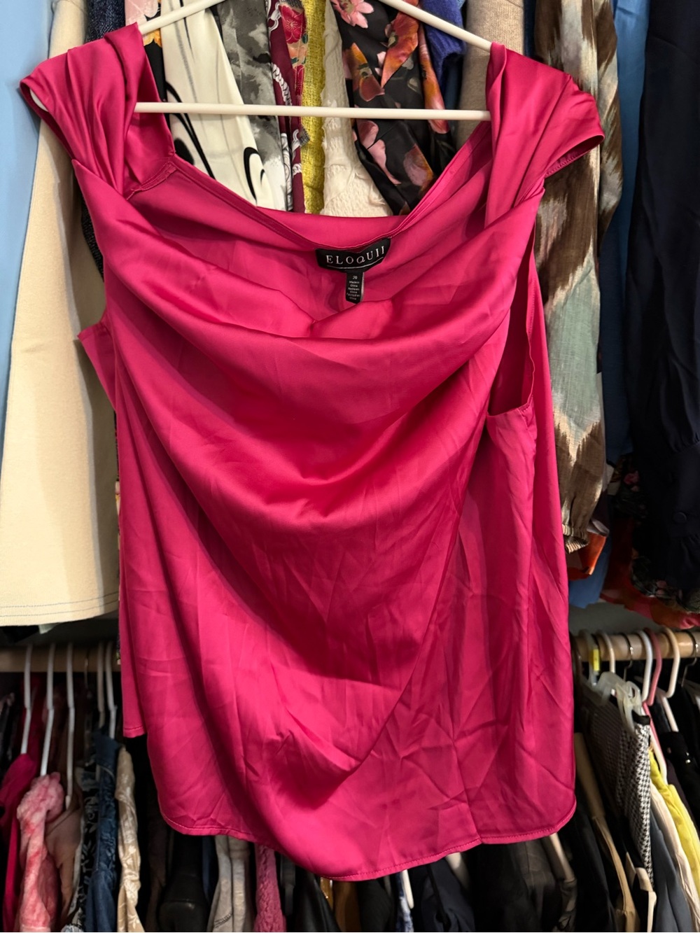 Eloquii Bright Fuchsia Cowl Neck top 20